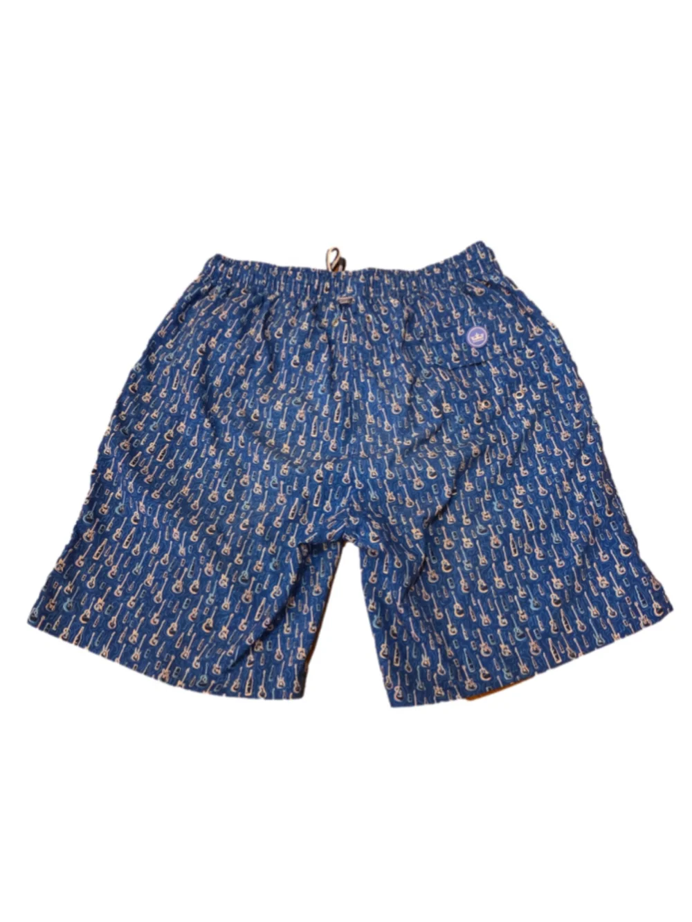 Men's Peter Millar Swim Trunks Size M Blue Guitar Print Quick Dry
